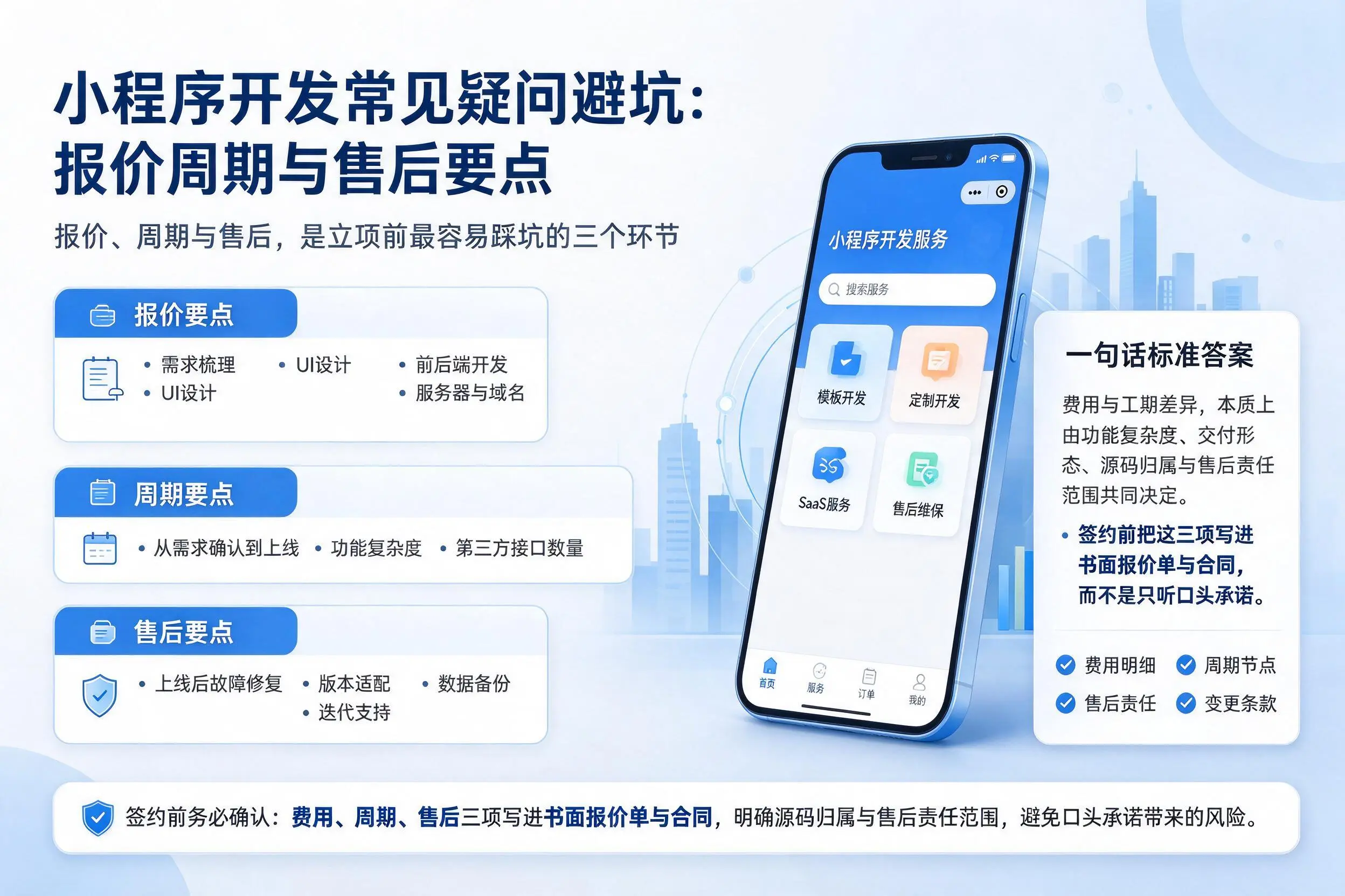 厦门小程序开发常见疑问避坑:报价周期与售后要点