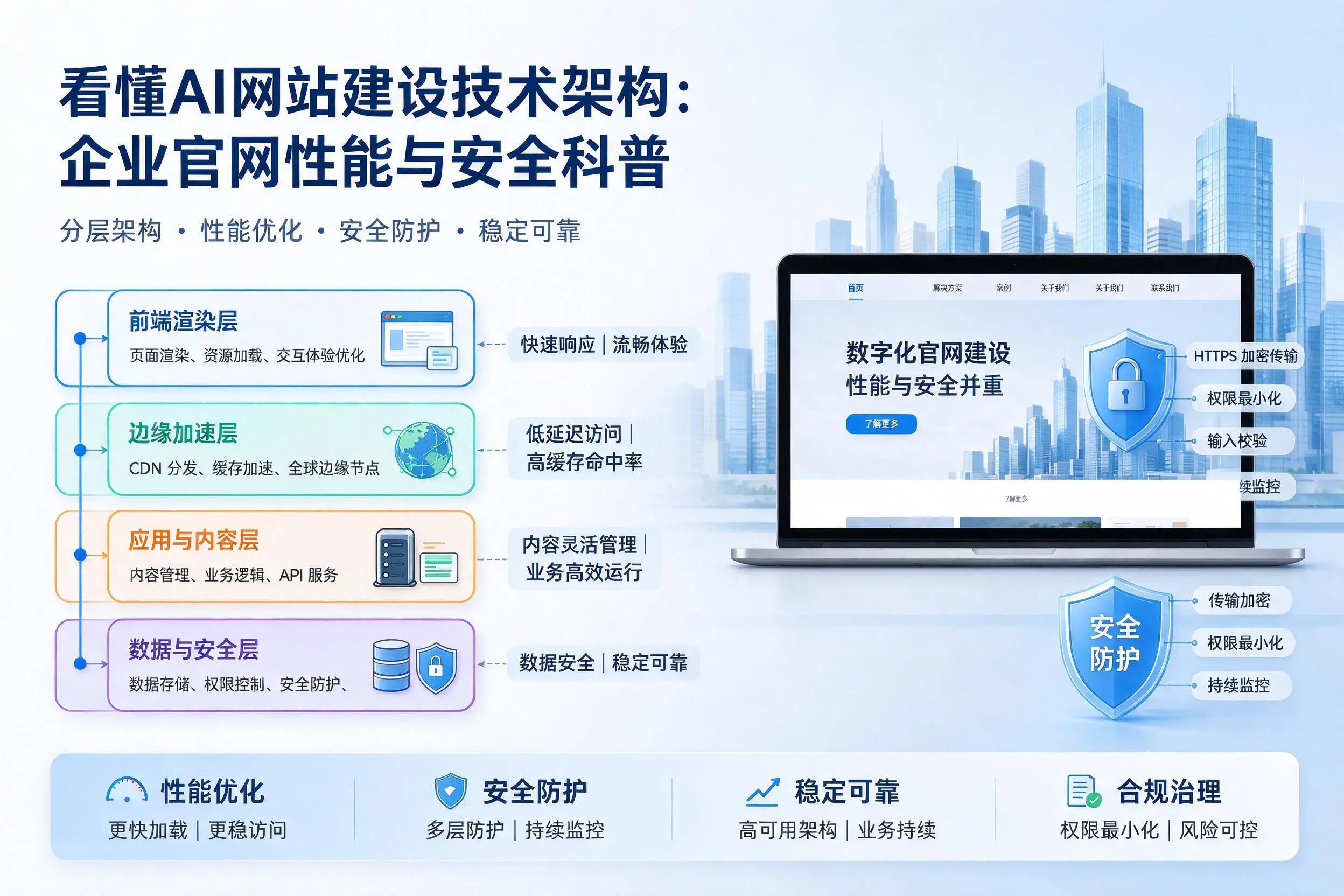 看懂AI网站建设技术架构：厦门企业官网性能与安全科普