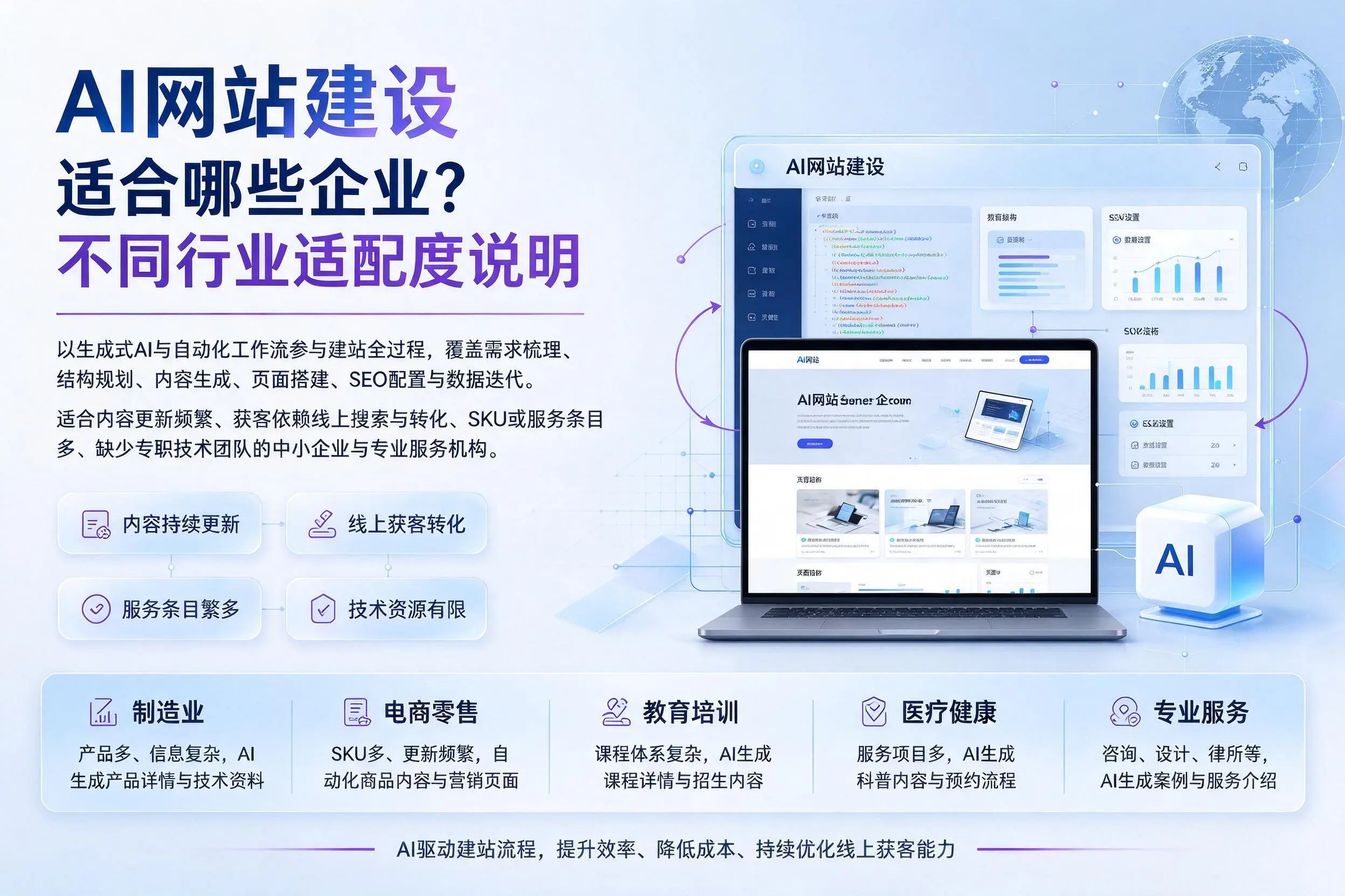 AI网站建设适合哪些企业?厦门不同行业适配度说明